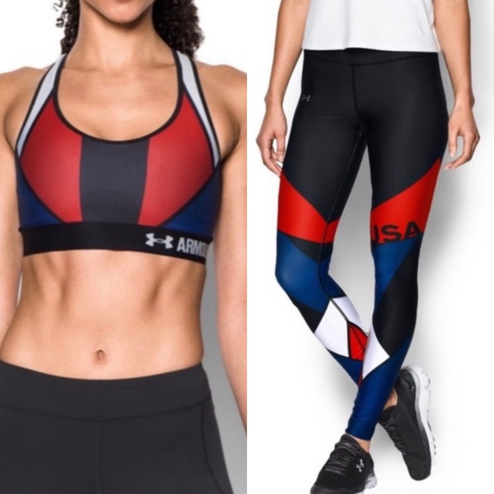 NWT Under Armour USA Sports Bra & Legging Set Sz S